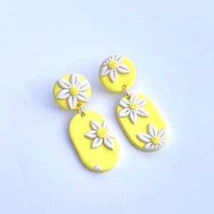 Handmade Polymer Clay Earrings yellow daisies